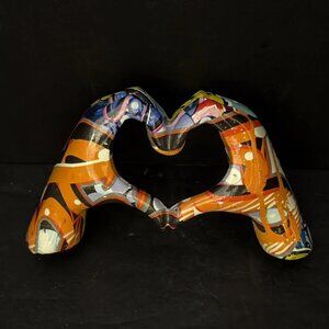 Graffiti Colorful Hand Sculpture Figurine Heart Shape Multicolor Home Decor